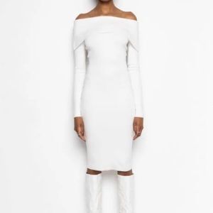 Plush Off The Shoulder Midi Sweater Dress